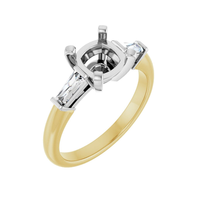 14K Yellow/White Gold 7x7 mm Cushion 1/5 CTW Lab-Grown Diamond Semi-Set Engagement Ring
