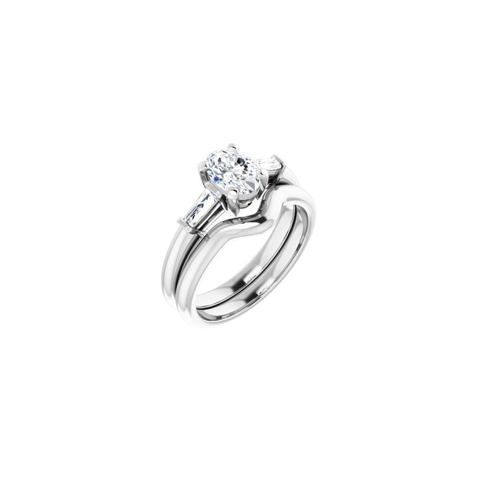 14K White Gold 7x5 mm Oval 1/5 CTW Lab-Grown Diamond Semi-Set Engagement Ring