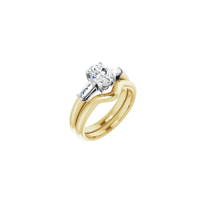 14K Yellow/White Gold 7x5 mm Oval 1/5 CTW Lab-Grown Diamond Semi-Set Engagement Ring