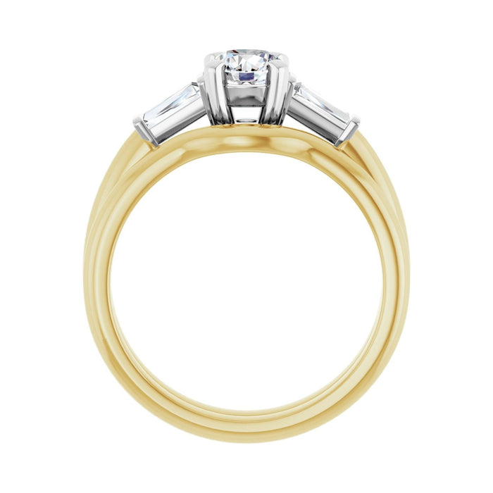 14K Yellow/White Gold 5.2 mm Round 1/4 CTW Lab-Grown Diamond Semi-Set Engagement Ring