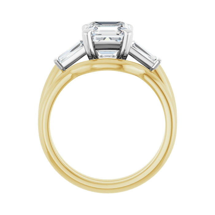 14K Yellow/White Gold 7x7 mm Asscher 1/5 CTW Lab-Grown Diamond Semi-Set Engagement Ring