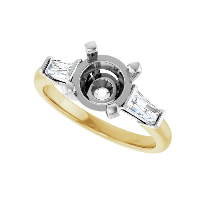14K Yellow/White Gold 8 mm Round 1/3 CTW Lab-Grown Diamond Semi-Set Engagement Ring