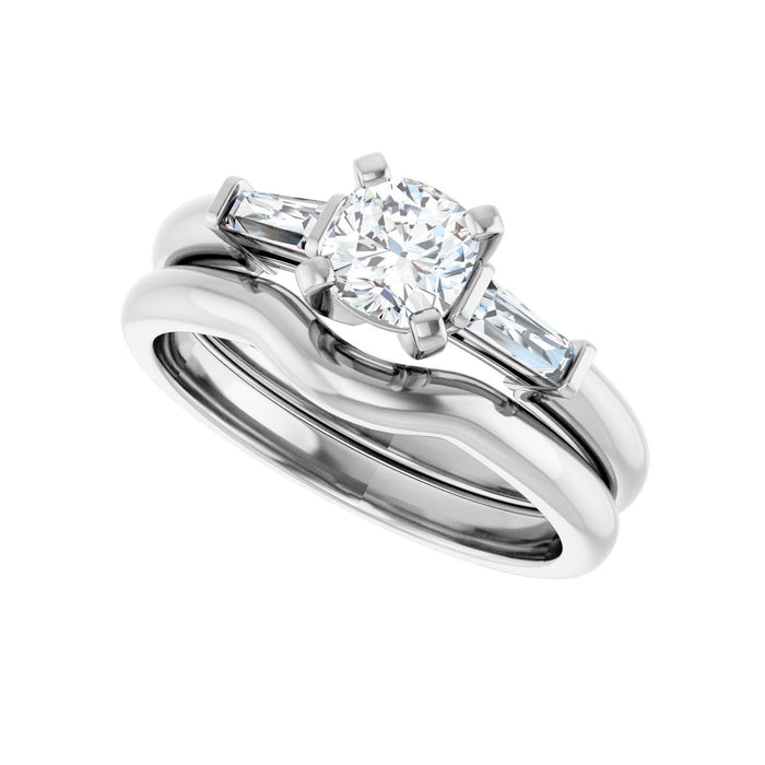 14K White Gold 5x5 mm Cushion 1/5 CTW Lab-Grown Diamond Semi-Set Engagement Ring