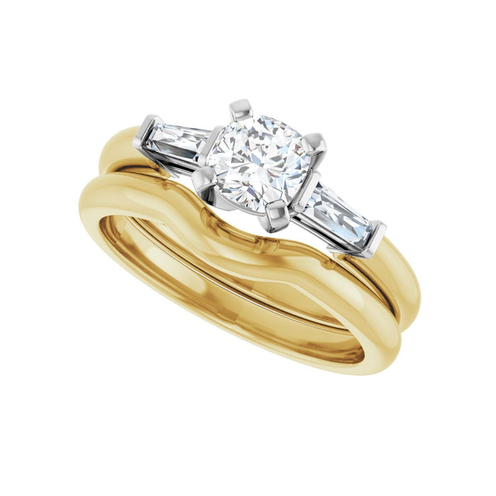 14K Yellow/White Gold 5x5 mm Cushion 1/5 CTW Lab-Grown Diamond Semi-Set Engagement Ring
