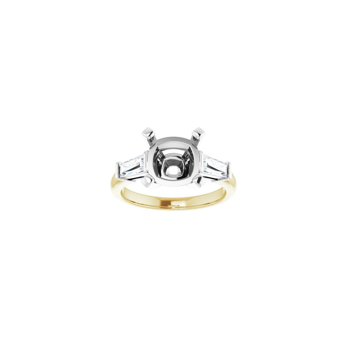 14K Yellow/White Gold 9x9 mm Cushion 1/2 CTW Lab-Grown Diamond Semi-Set Engagement Ring