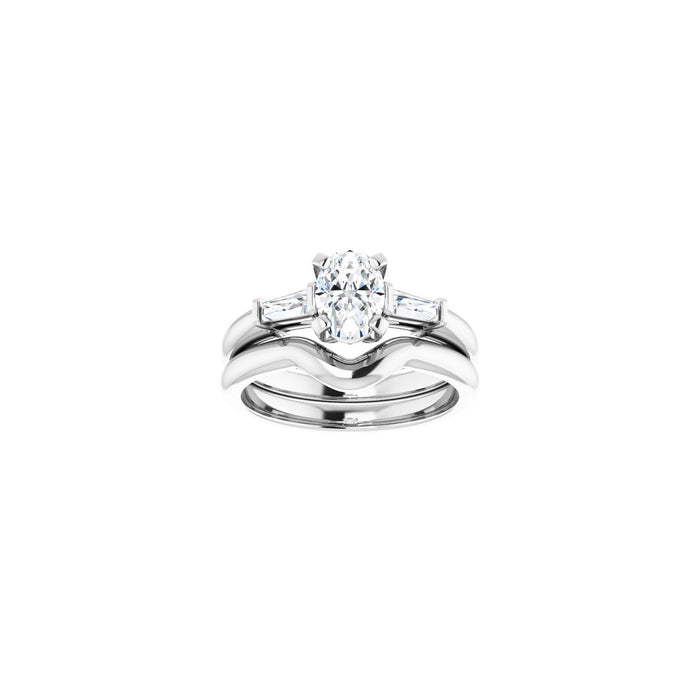 14K White Gold 7x5 mm Oval 1/5 CTW Lab-Grown Diamond Semi-Set Engagement Ring