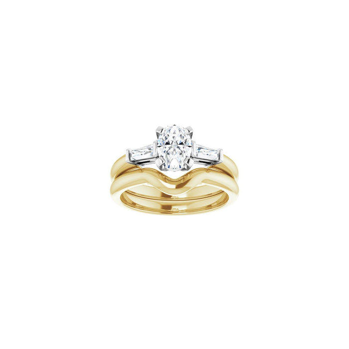 14K Yellow/White Gold 7x5 mm Oval 1/5 CTW Lab-Grown Diamond Semi-Set Engagement Ring