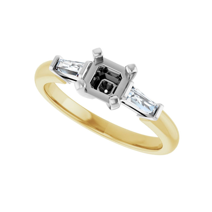 14K Yellow/White Gold 5x5 mm Asscher 1/5 CTW Lab-Grown Diamond Semi-Set Engagement Ring