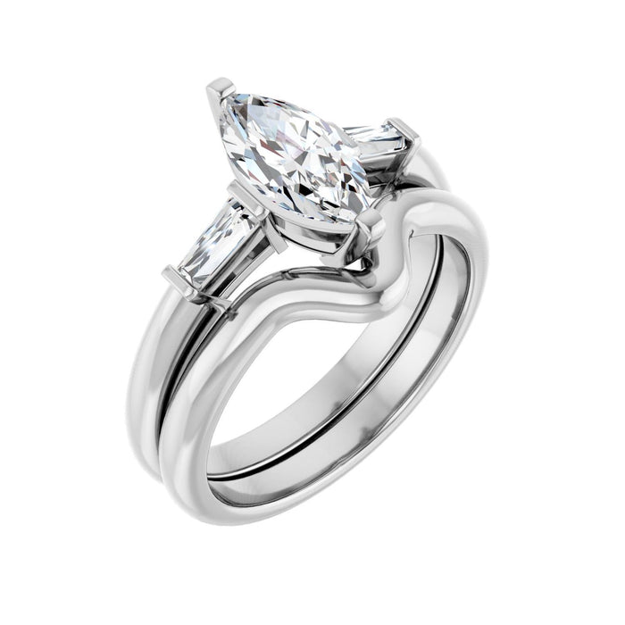 14K White Gold 10x5 mm Marquise 1/5 CTW Lab-Grown Diamond Semi-Set Engagement Ring