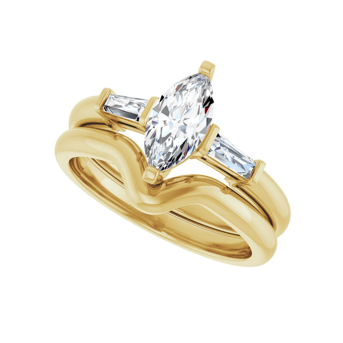 14K Yellow Gold 9x4.5 mm Marquise 1/5 CTW Lab-Grown Diamond Semi-Set Engagement Ring