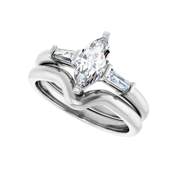 14K White Gold 9x4.5 mm Marquise 1/5 CTW Lab-Grown Diamond Semi-Set Engagement Ring