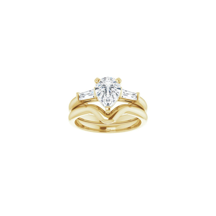 14K Yellow Gold 8x6 mm Pear 1/5 CTW Lab-Grown Diamond Semi-Set Engagement Ring