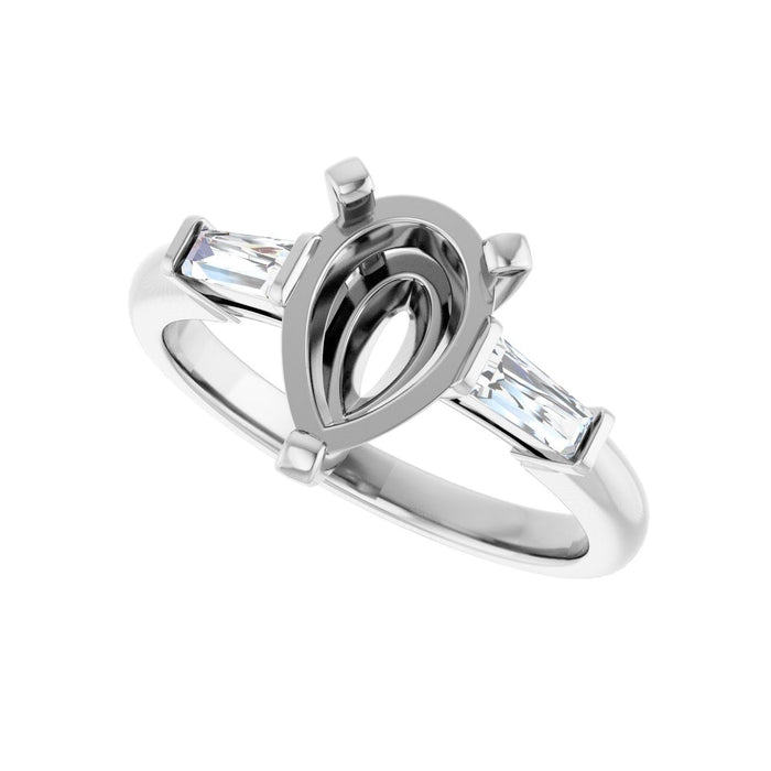 Platinum 10 x 7 mm Pear 1/5 CTW Lab-Grown Diamond Semi-Set Engagement Ring