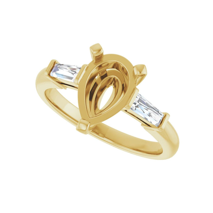 14K Yellow Gold 10x7 mm Pear 1/5 CTW Lab-Grown Diamond Semi-Set Engagement Ring