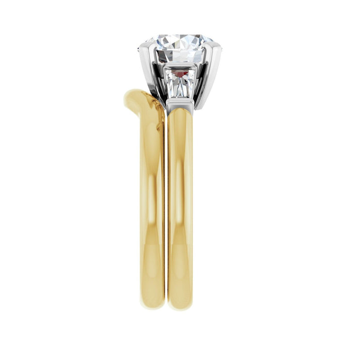 14K Yellow/White Gold 8 mm Round 1/3 CTW Lab-Grown Diamond Semi-Set Engagement Ring