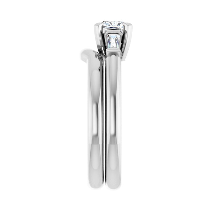14K White Gold 5x5 mm Cushion 1/5 CTW Lab-Grown Diamond Semi-Set Engagement Ring