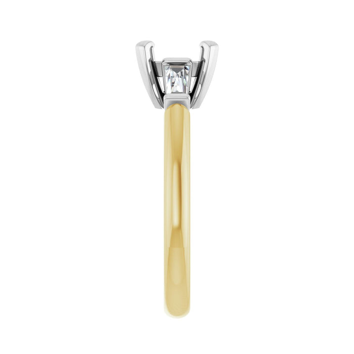 14K Yellow/White Gold 7x7 mm Cushion 1/5 CTW Lab-Grown Diamond Semi-Set Engagement Ring