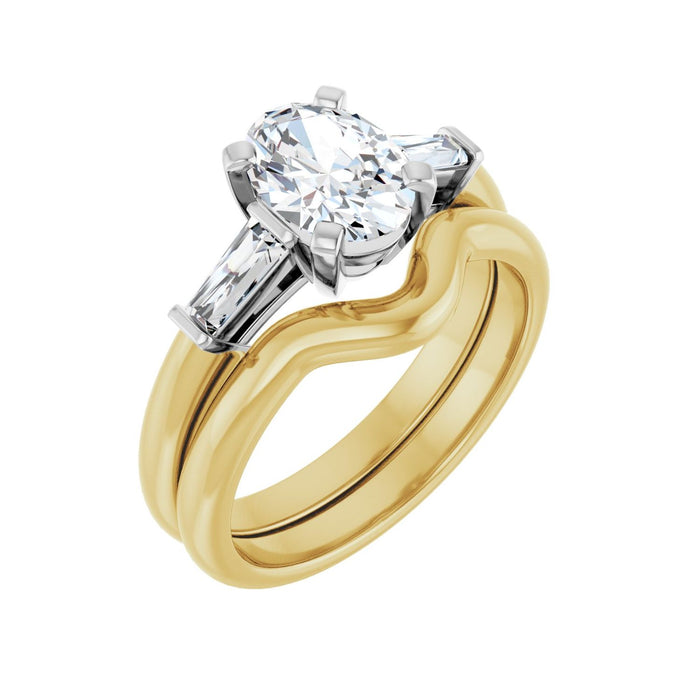 14K Yellow/White Gold 8x6 mm Oval 1/5 CTW Lab-Grown Diamond Semi-Set Engagement Ring