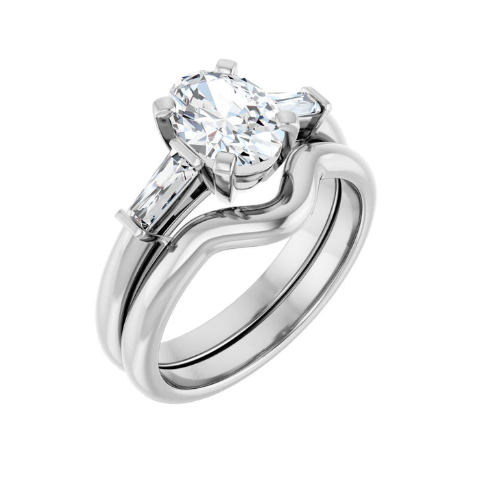 14K White Gold 8x6 mm Oval 1/5 CTW Lab-Grown Diamond Semi-Set Engagement Ring