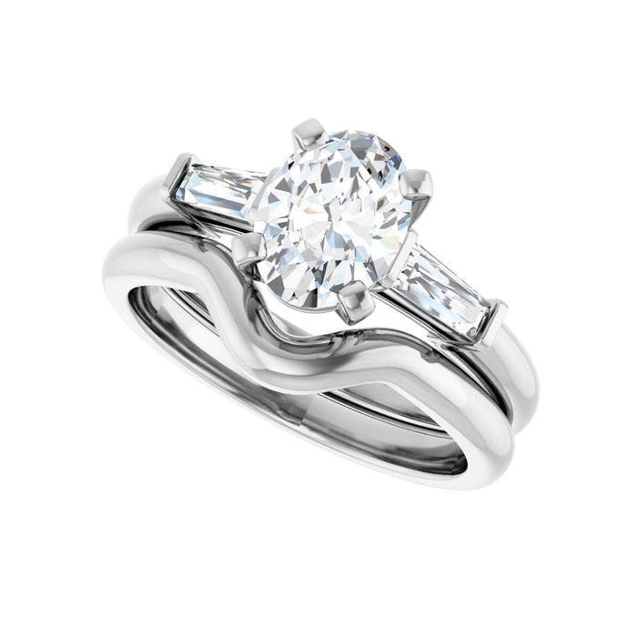 14K White Gold 8x6 mm Oval 1/5 CTW Lab-Grown Diamond Semi-Set Engagement Ring