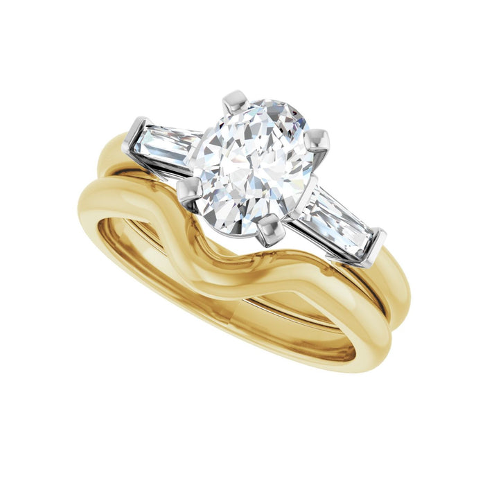 14K Yellow/White Gold 8x6 mm Oval 1/5 CTW Lab-Grown Diamond Semi-Set Engagement Ring