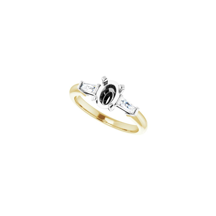 14K Yellow/White Gold 7x5 mm Oval 1/5 CTW Lab-Grown Diamond Semi-Set Engagement Ring