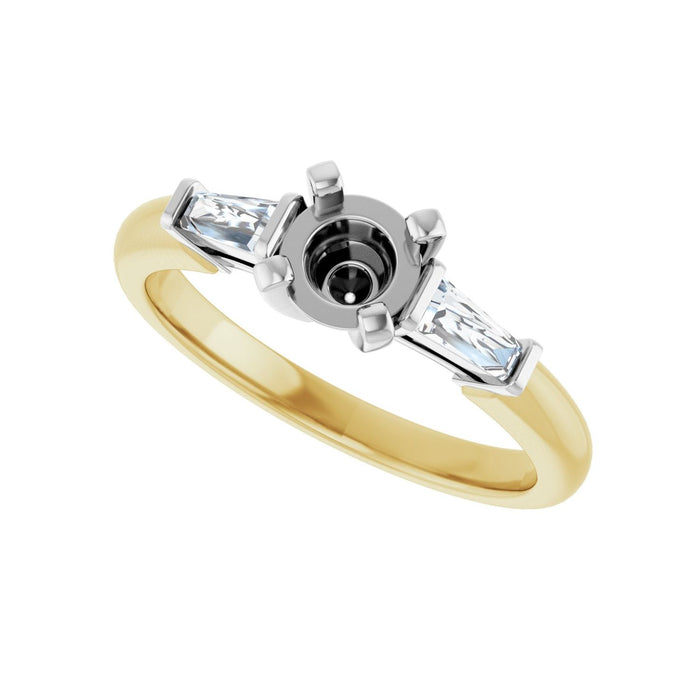 14K Yellow/White Gold 5.2 mm Round 1/4 CTW Lab-Grown Diamond Semi-Set Engagement Ring