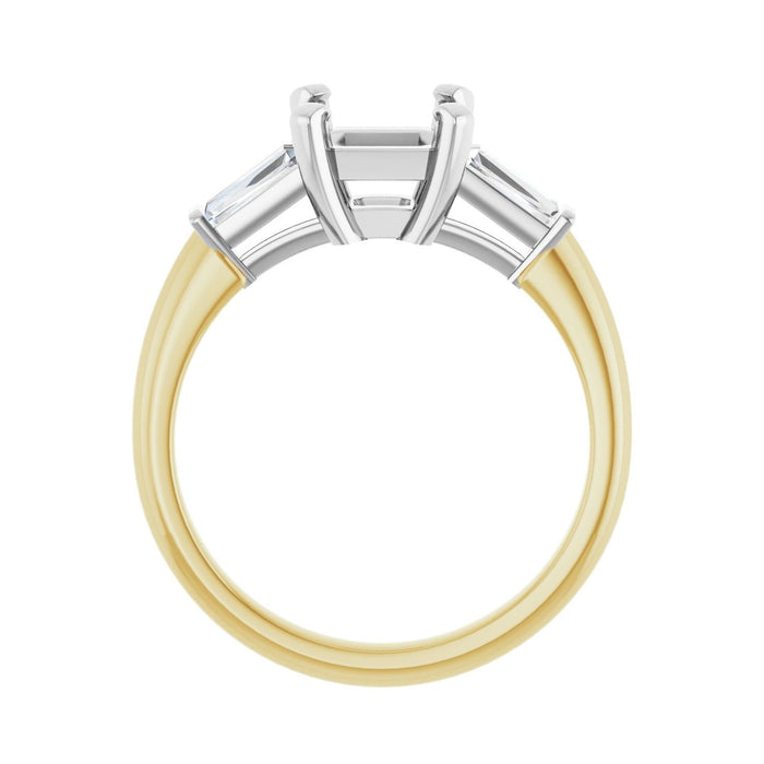 14K Yellow/White Gold 7x7 mm Asscher 1/5 CTW Lab-Grown Diamond Semi-Set Engagement Ring