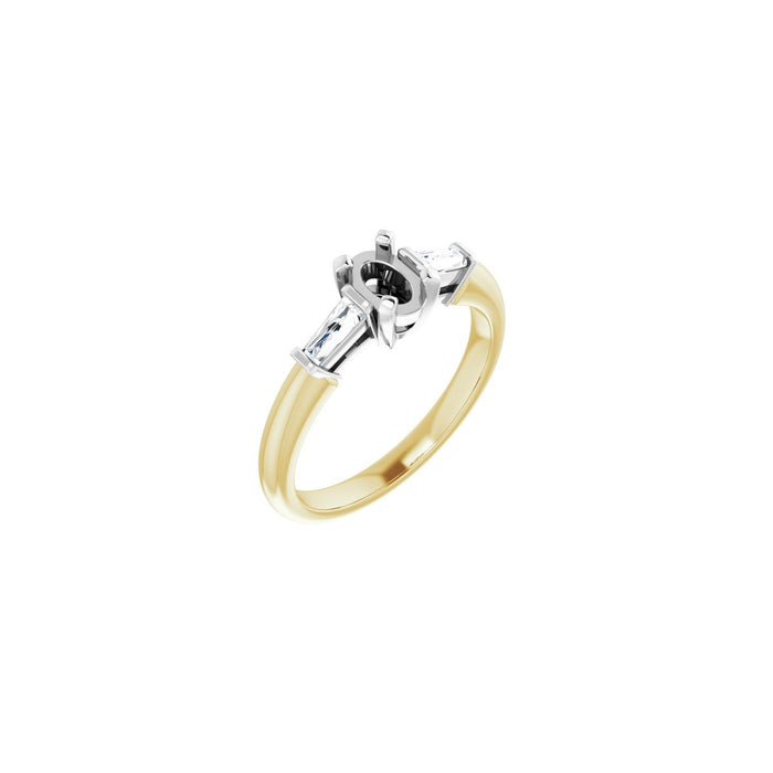 14K Yellow/White Gold 6x4 mm Oval 1/5 CTW Lab-Grown Diamond Semi-Set Engagement Ring