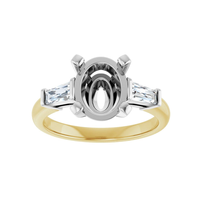 14K Yellow/White Gold 10x8 mm Oval 1/3 CTW Lab-Grown Diamond Semi-Set Engagement Ring