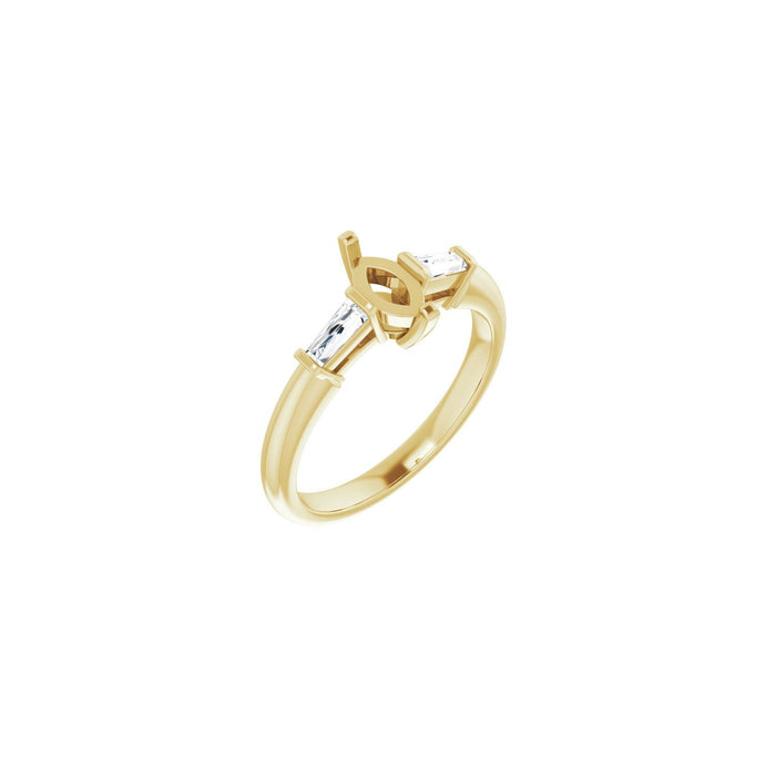14K Yellow Gold 7x3.5 mm Marquise 1/5 CTW Lab-Grown Diamond Semi-Set Engagement Ring