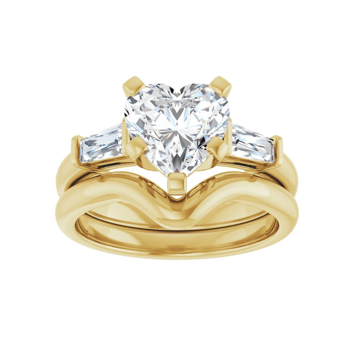 14K Yellow Gold 8x8 mm Heart 1/3 CTW Lab-Grown Diamond Semi-Set Engagement Ring