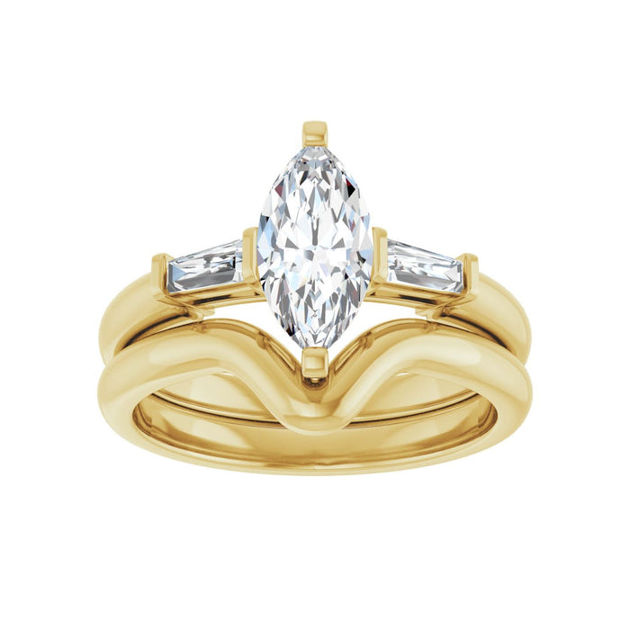 14K Yellow Gold 10x5 mm Marquise 1/5 CTW Lab-Grown Diamond Semi-Set Engagement Ring