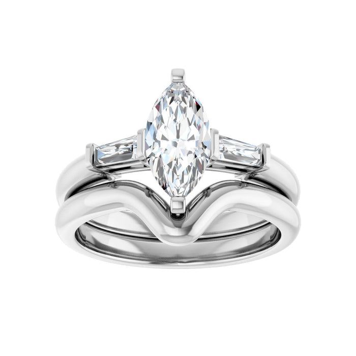 Platinum 10 x 5 mm Marquise 1/5 CTW Lab-Grown Diamond Semi-Set Engagement Ring