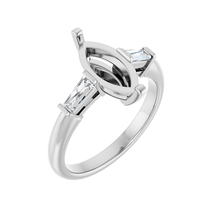 Platinum 12x6 mm Marquise 1/5 CTW Lab-Grown Diamond Semi-Set Engagement Ring