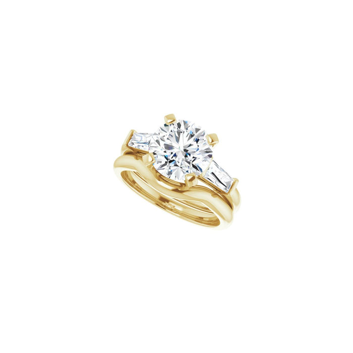 14K Yellow Gold 8.8 mm Round 1/2 CTW Lab-Grown Diamond Semi-Set Engagement Ring