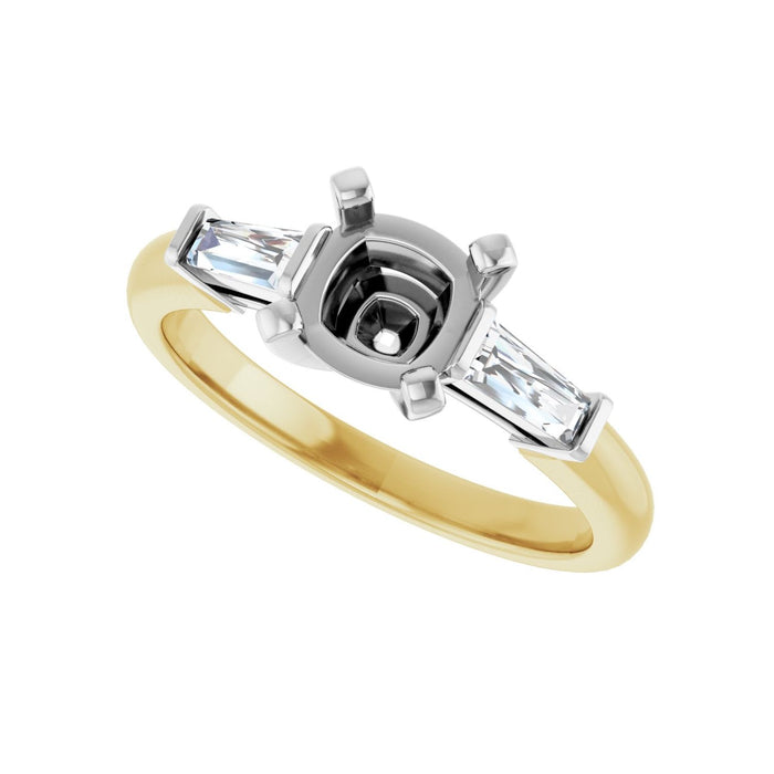 14K Yellow/White Gold 6x6 mm Cushion 1/5 CTW Lab-Grown Diamond Semi-Set Engagement Ring