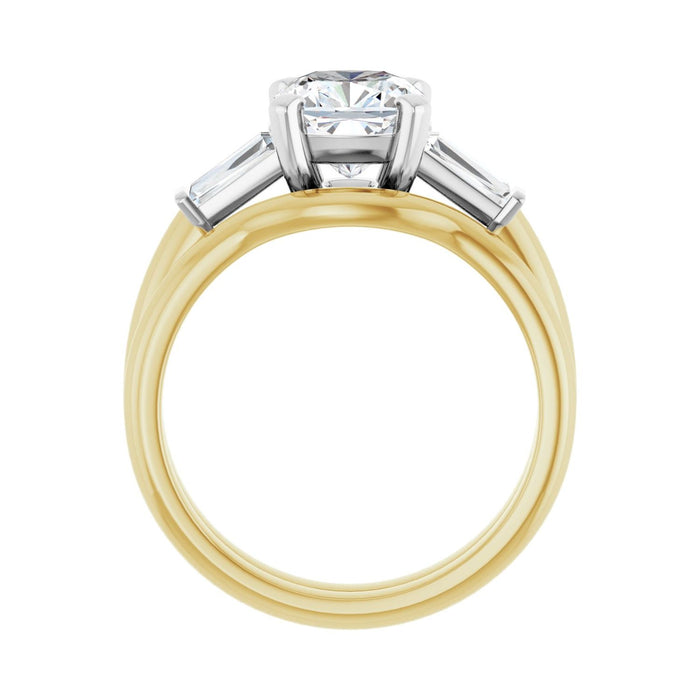 14K Yellow/White Gold 7x7 mm Cushion 1/5 CTW Lab-Grown Diamond Semi-Set Engagement Ring
