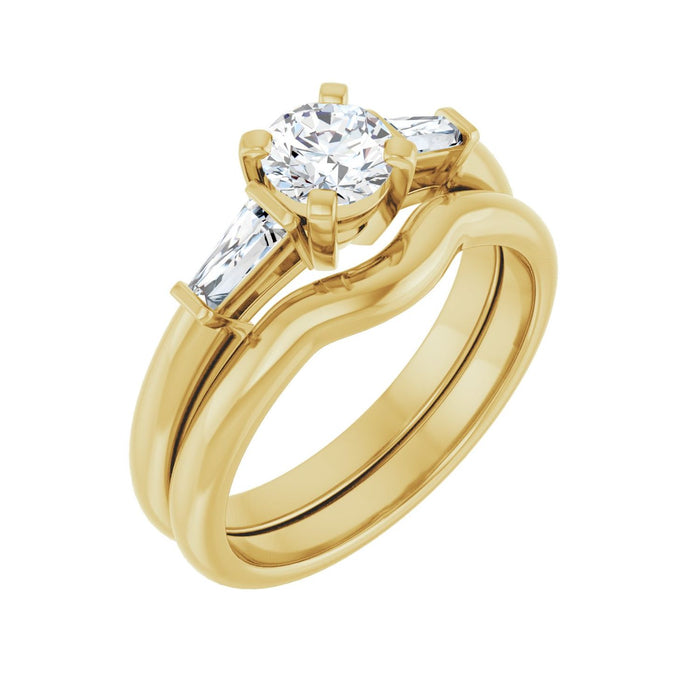 14K Yellow Gold 5.2 mm Round 1/4 CTW Lab-Grown Diamond Semi-Set Engagement Ring