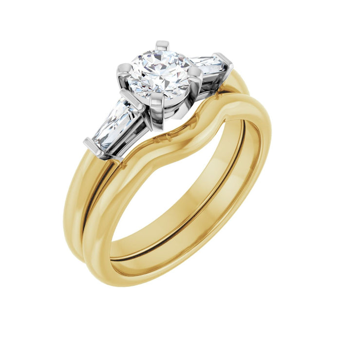 14K Yellow/White Gold 5.2 mm Round 1/4 CTW Lab-Grown Diamond Semi-Set Engagement Ring