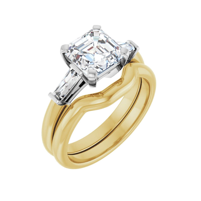 14K Yellow/White Gold 7x7 mm Asscher 1/5 CTW Lab-Grown Diamond Semi-Set Engagement Ring
