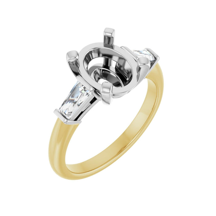 14K Yellow/White Gold 10x8 mm Oval 1/3 CTW Lab-Grown Diamond Semi-Set Engagement Ring