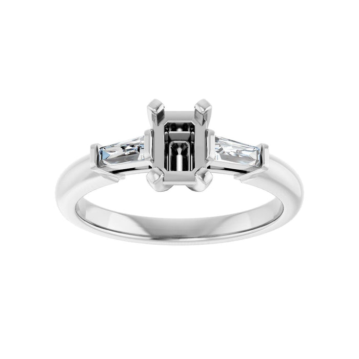 14K White Gold 6x4 mm Emerald 1/5 CTW Lab-Grown Diamond Semi-Set Engagement Ring