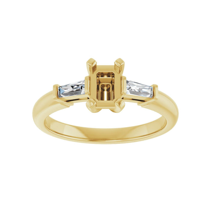 14K Yellow Gold 6x4 mm Emerald 1/5 CTW Lab-Grown Diamond Semi-Set Engagement Ring