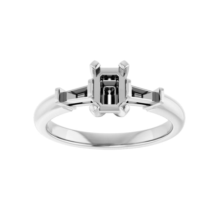 Platinum 6x4 mm Emerald 1/5 CTW Lab-Grown Diamond Semi-Set Engagement Ring