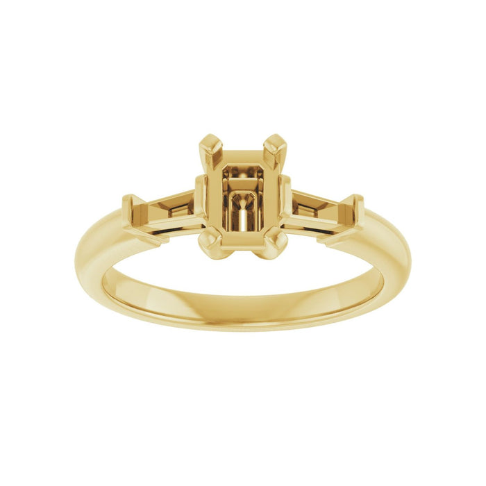 14K Yellow Gold 6x4 mm Emerald 1/5 CTW Lab-Grown Diamond Semi-Set Engagement Ring