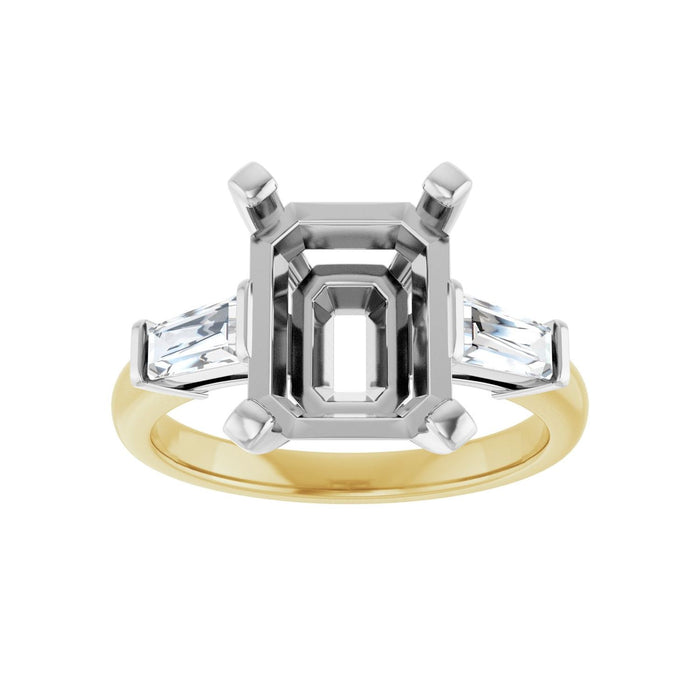 14K Yellow/White Gold 11x9 mm Emerald 1/2 CTW Lab-Grown Diamond Semi-Set Engagement Ring