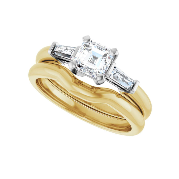 14K Yellow/White Gold 5x5 mm Asscher 1/5 CTW Lab-Grown Diamond Semi-Set Engagement Ring