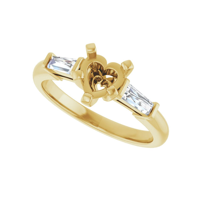 14K Yellow Gold 6x6 mm Heart 1/5 CTW Lab-Grown Diamond Semi-Set Engagement Ring