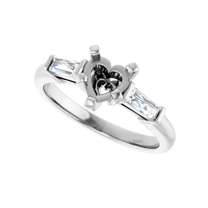 Platinum 6x6 mm Heart 1/5 CTW Lab-Grown Diamond Semi-Set Engagement Ring
